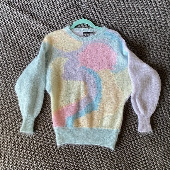 JEANNE PIERRE Sweaters - Vintage Renee Tener For Jeanne Pierre Pastel Wool Sweater in Sz Medium